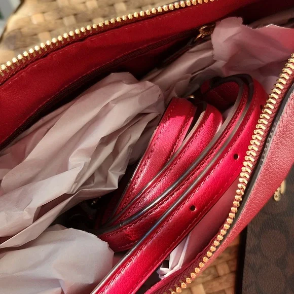 🔥🔥Rare NWOT Coach Skylar Small Satchel Crossbody Hobo Deep Scarlet/IM❤️❤️🌹 - Picture 6 of 8